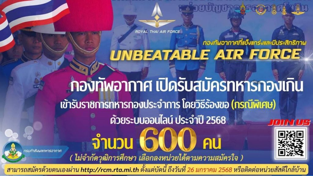 ท้าทายตัวเอง สู่ฟ้ากว้าง กองทัพอากาศเปิดรับสมัครแล้ว