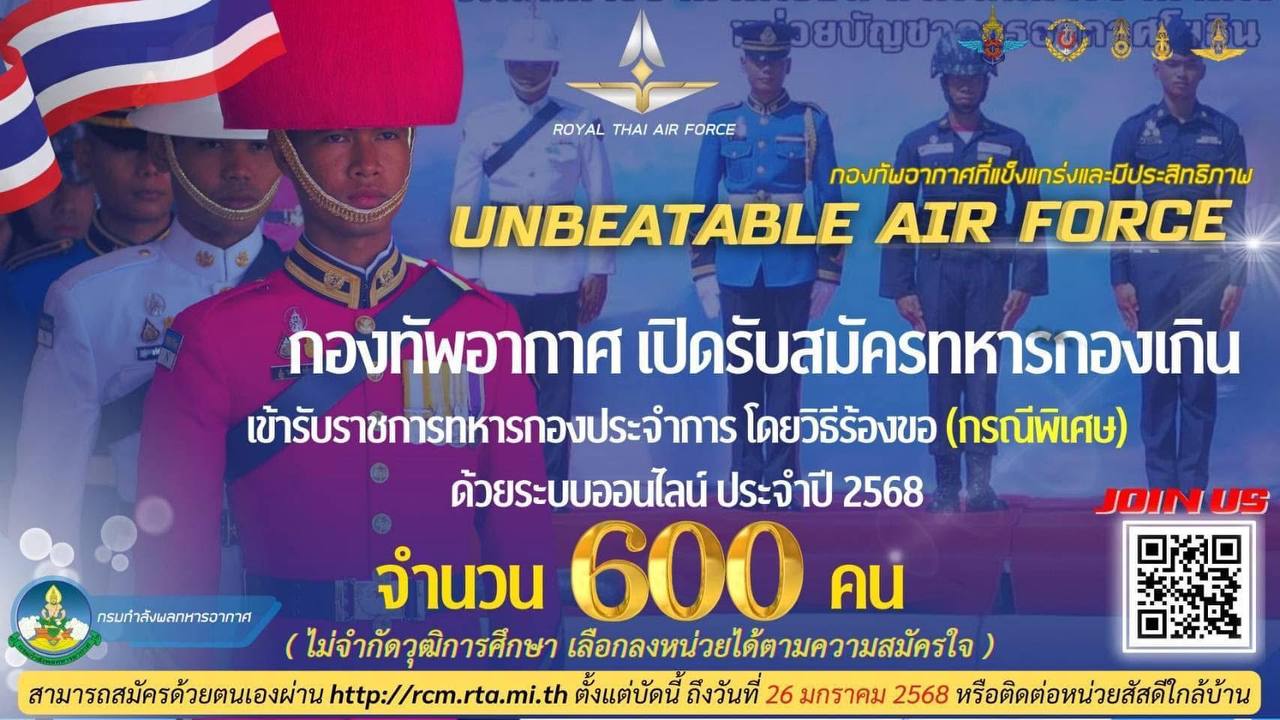 ท้าทายตัวเอง สู่ฟ้ากว้าง กองทัพอากาศเปิดรับสมัครแล้ว