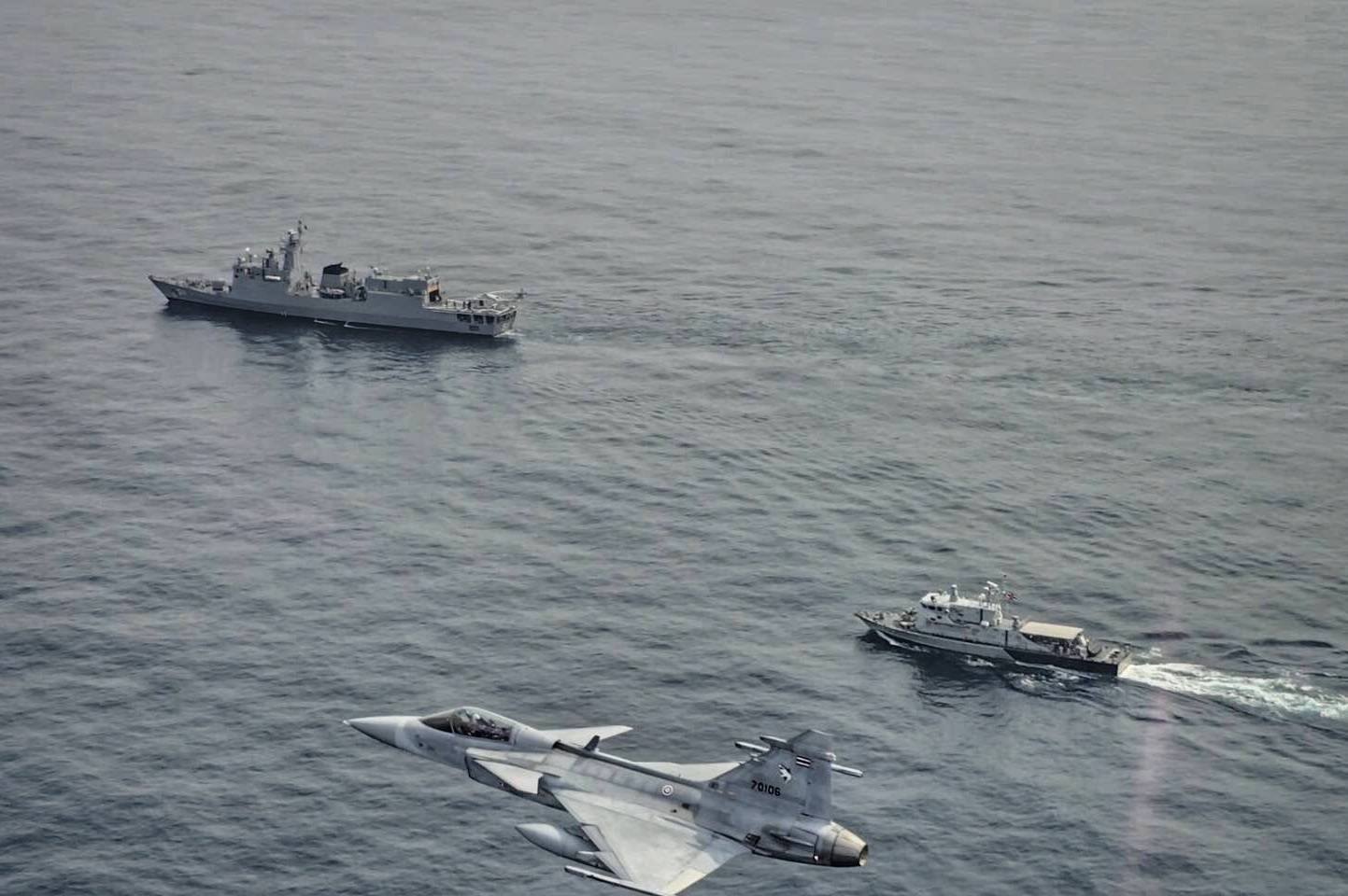 Gripen บินคู่เรือหลวงปัตตานี ปกป้องผลประโยชน์ชาติเหนืออ่าวไทย
