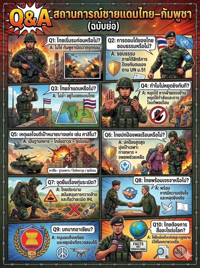 เจาะลึกข้อเท็จจริงชายแดนไทย-กัมพูชา ถามมา-ตอบไป เพื่อความเข้าใจที่ถูกต้อง